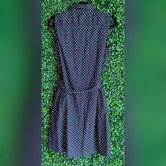 Women’s Tommy Hilfiger Navy and Multi Color Polka Dot Oxford Button Dress - Picture 2 of 6